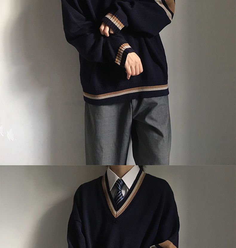 Bay Go Mall - Contrasterende rand cardigan / V-hals trui