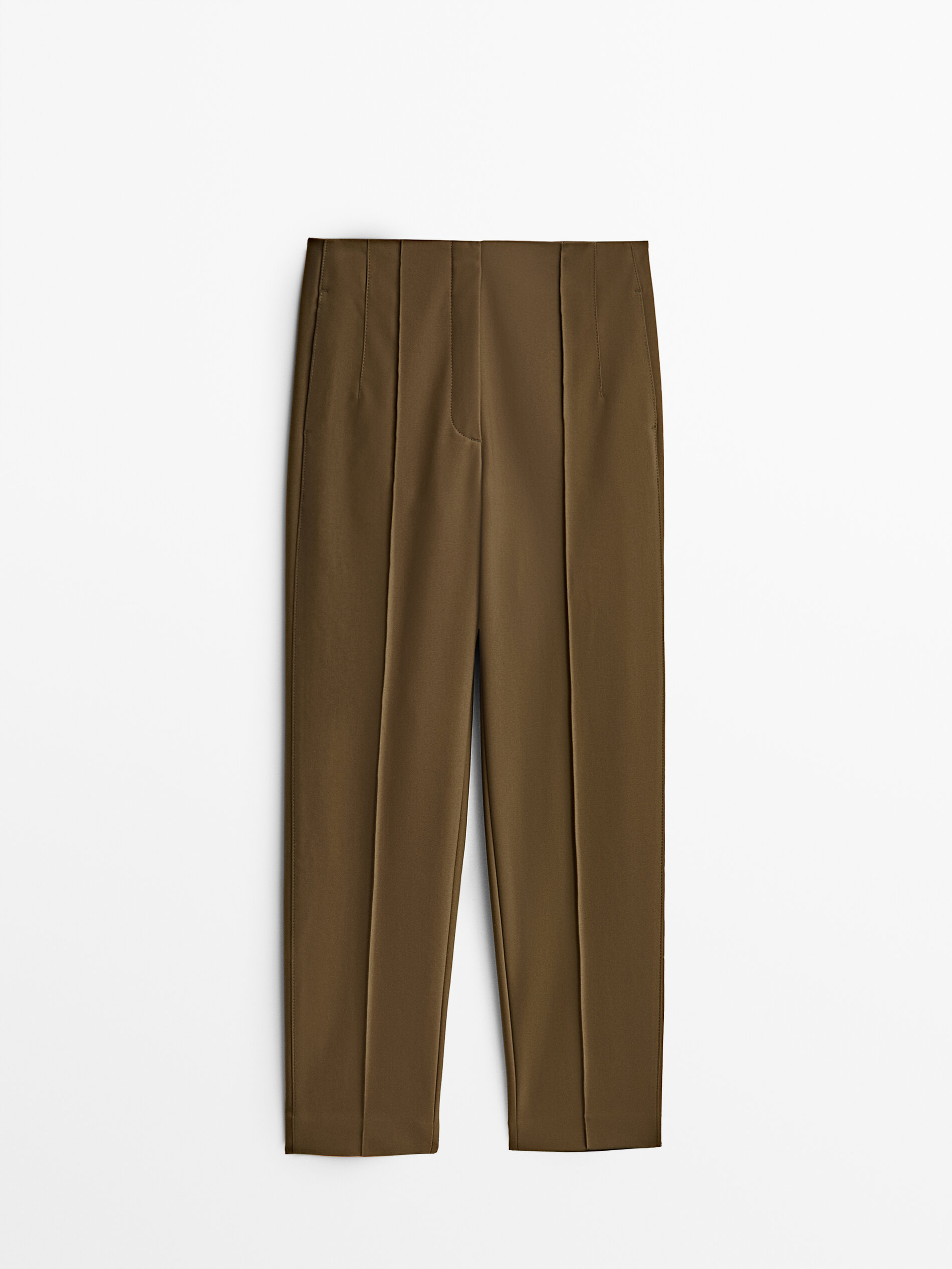 Calça técnica slim fit com pesponto - CÁQUI ESCURO