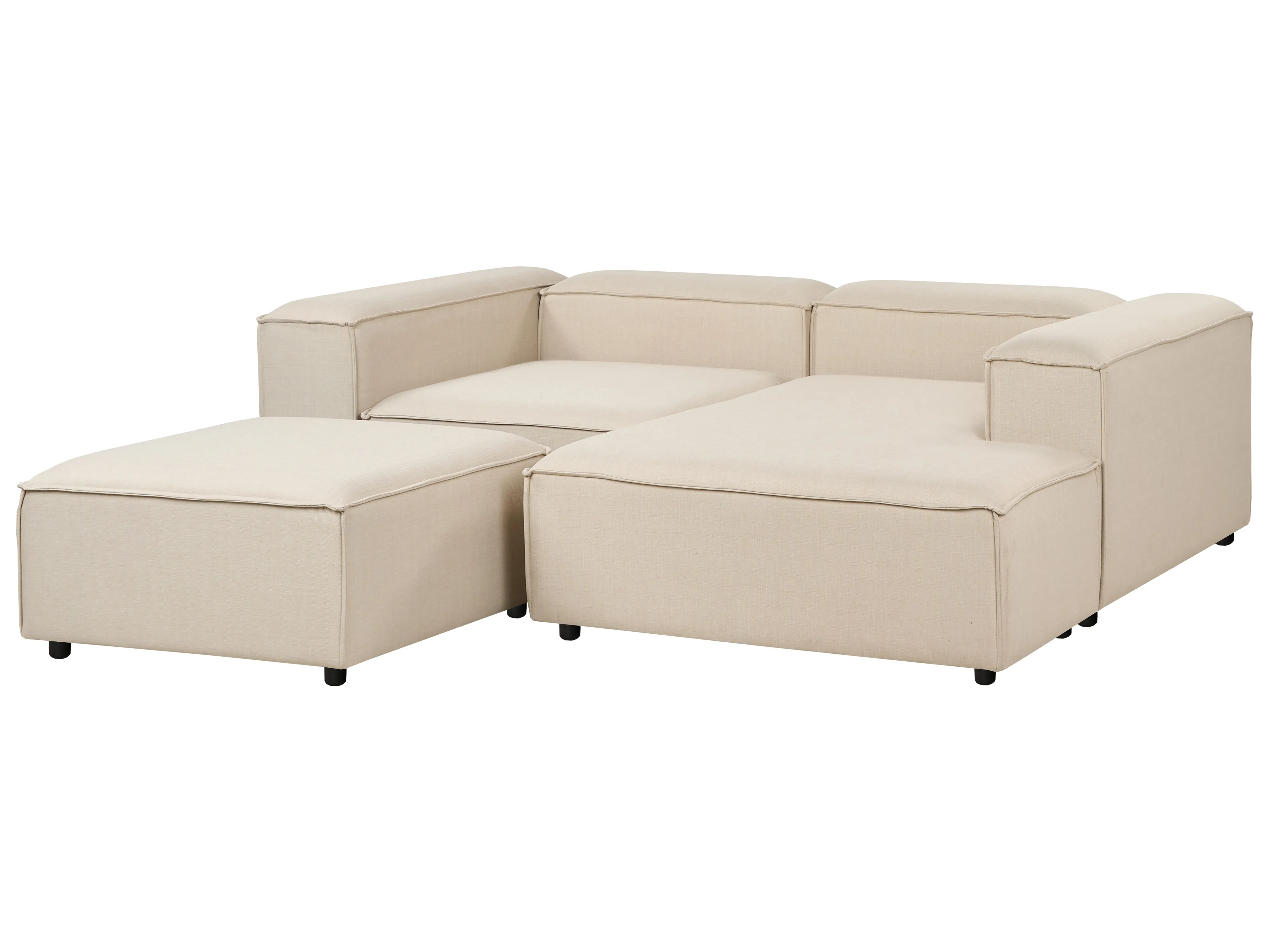 Modulaire hoekbank 3-zits ARDAL Stof Beige met ottomaan linkszijdig