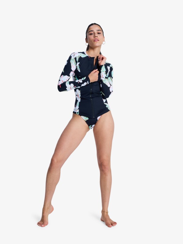 Ls Zip Lycra Lycra zippé à manches longues Noir Femme
