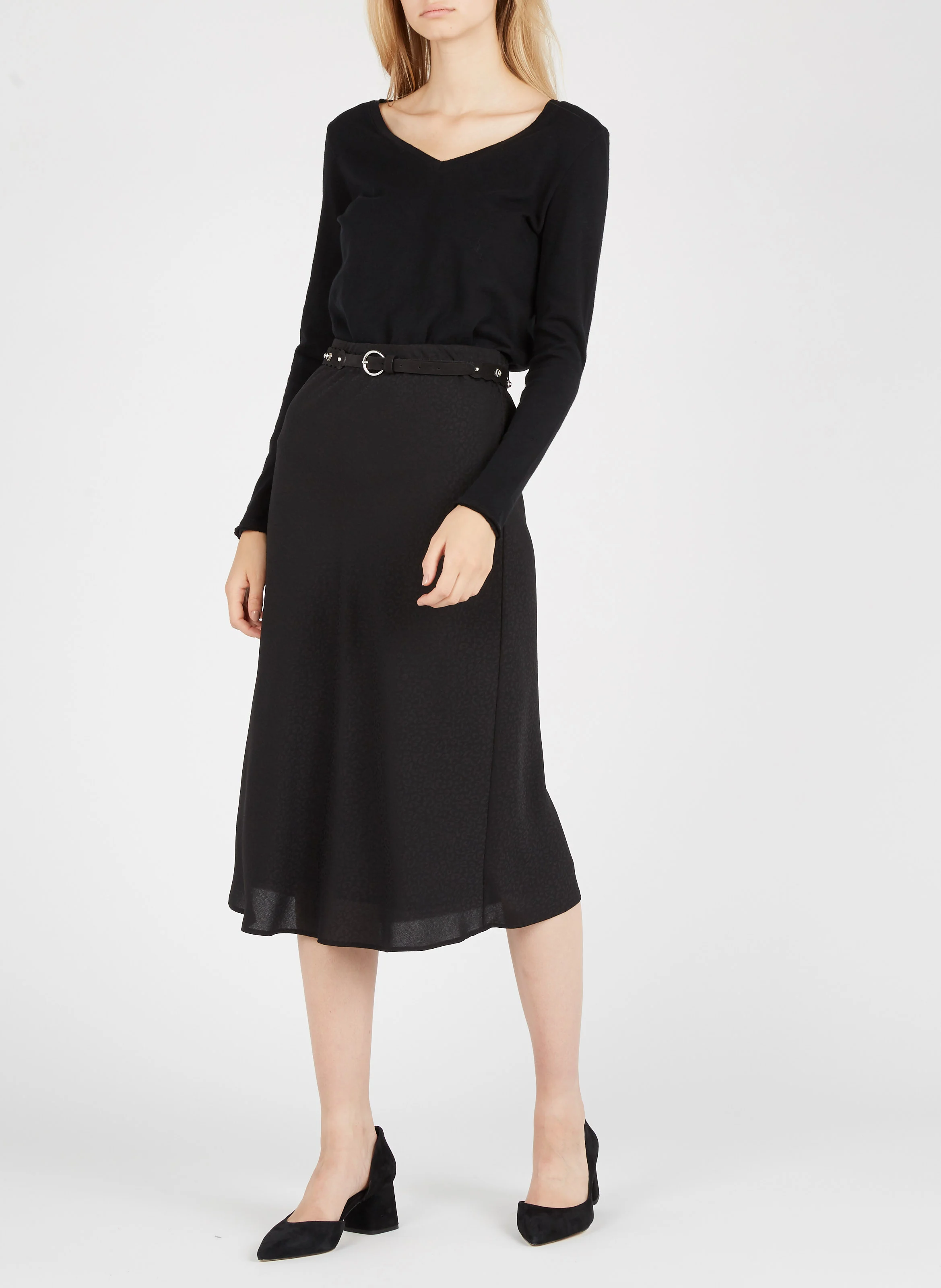 SONOMA - Tee-shirt col V en coton | Noir