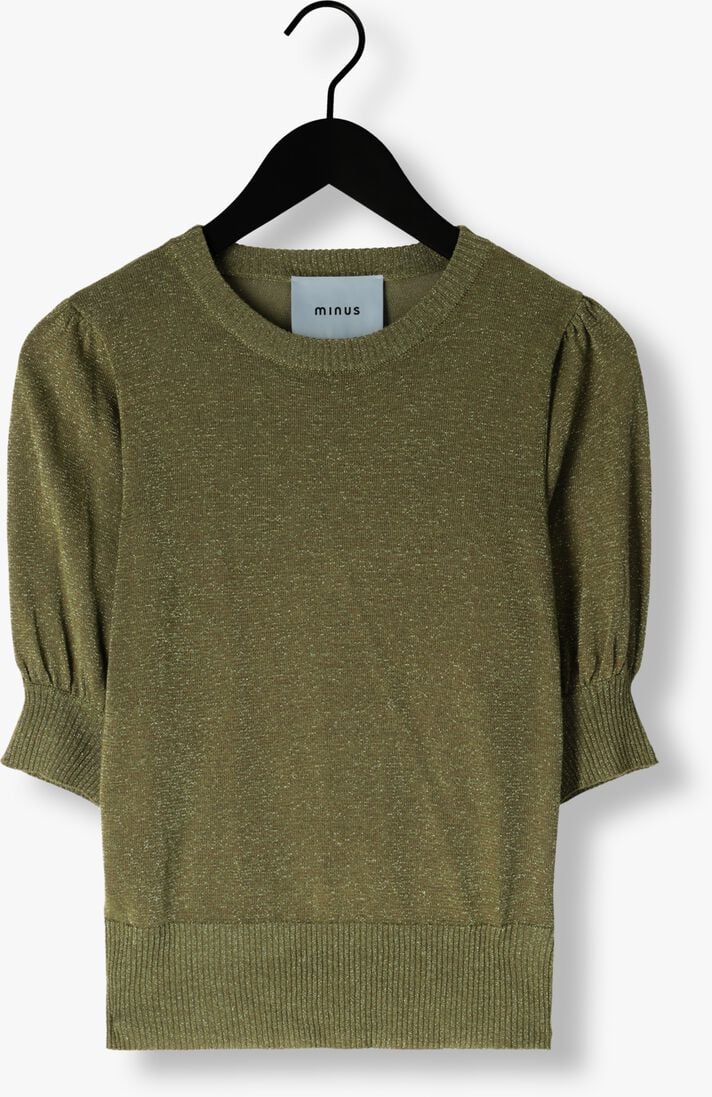MINUS groene minus top liva puff sleeve metallic knit pullover