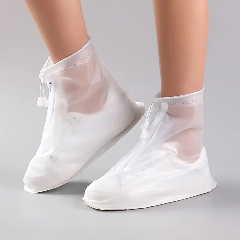 (1 Paar) Gr. 38-40 Wiederverwendbare Schuhabdeckung Outdoor Schuhüberzug Wasserabweisend mit Reissverschluss - Transparent