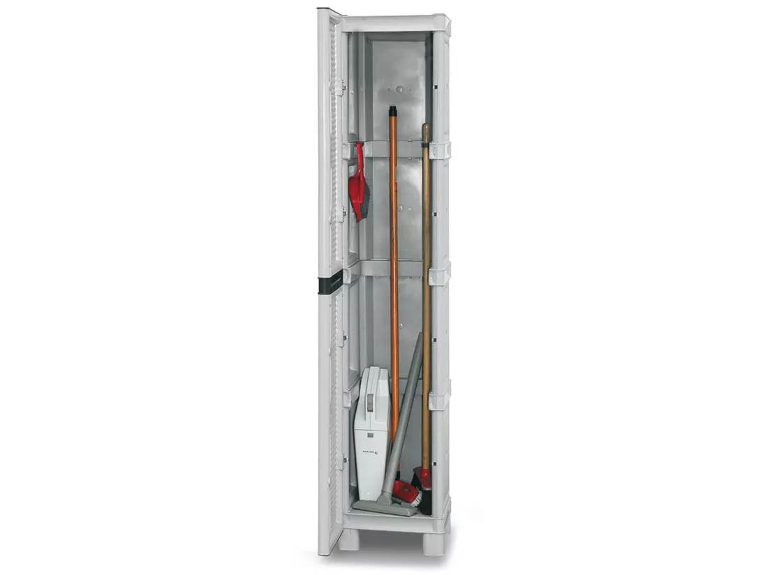 Armoire à pleine hauteur en polypropylène, avec portes bleues l 350 x p 390 x h 1.720 mm