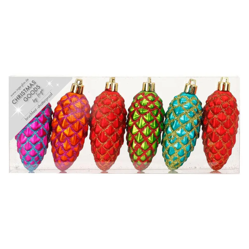 Christmas goods Kersthangers - 6x - dennenappels - 9 cm
