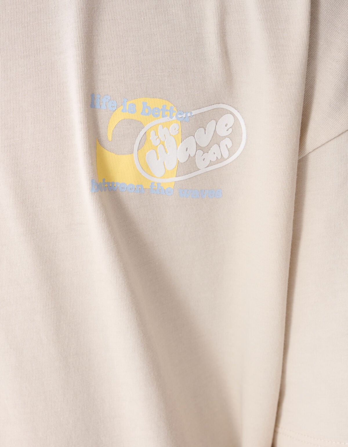 Oversized Waves Artwork T-shirt Beige