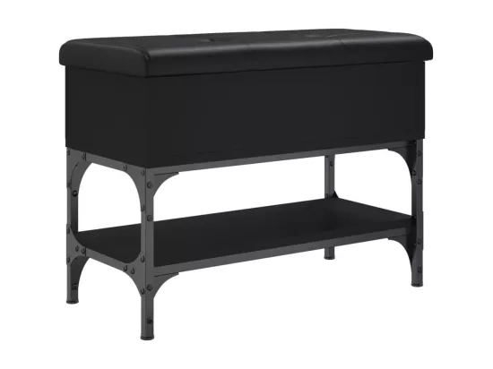 Banc à chaussures noir 62x32x45 cm bois d'ingénierie
