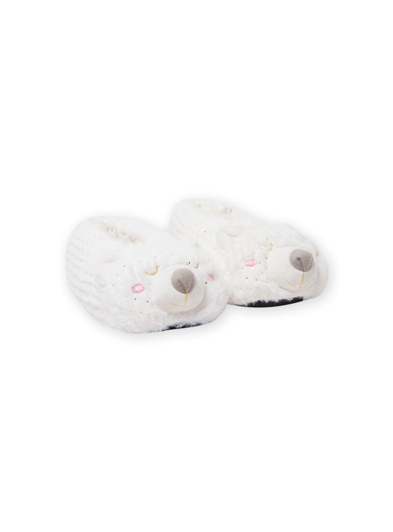 Pantoufles blanches ours 3D enfant fille