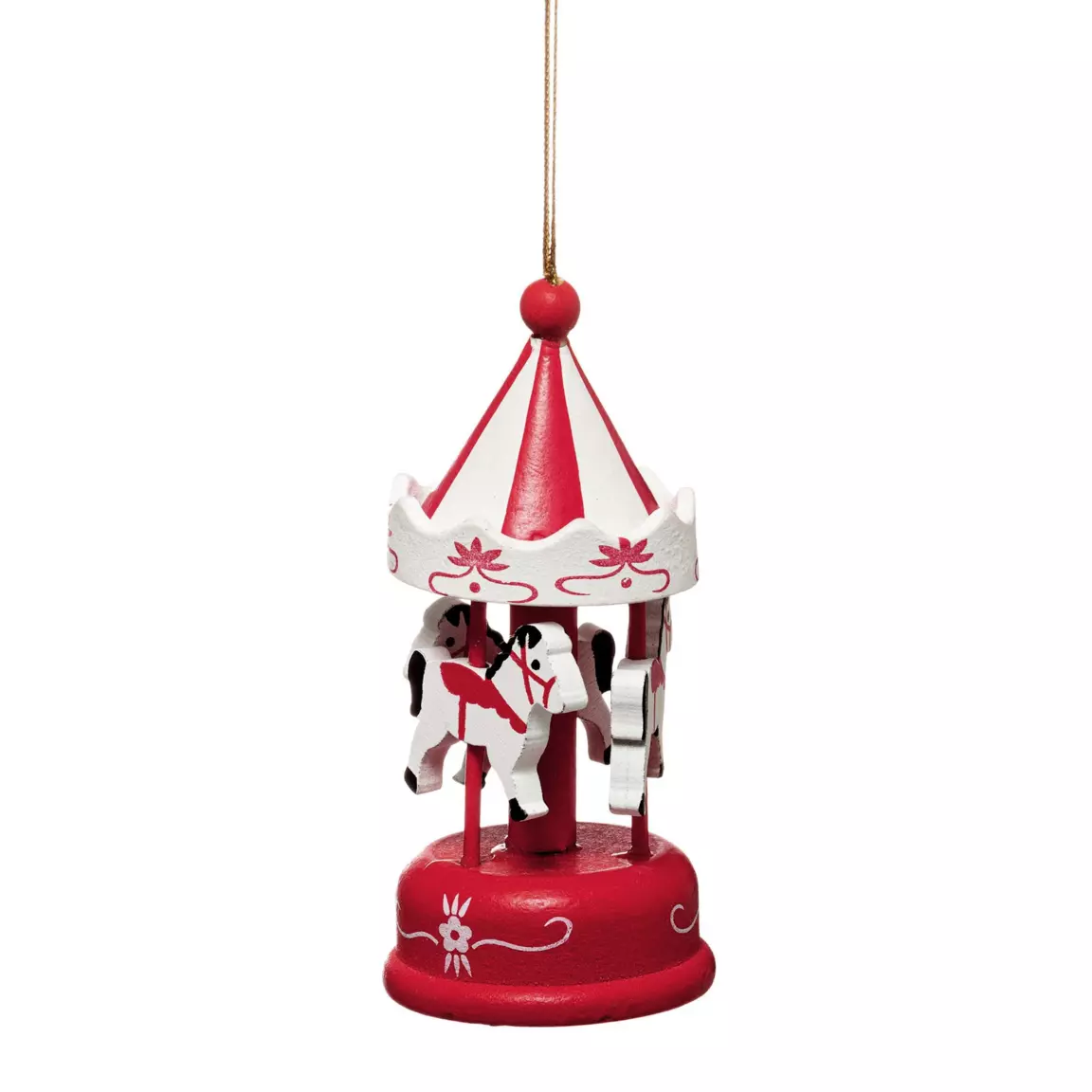 Suspension de fête (H9 cm) Carrousel en bois Rouge