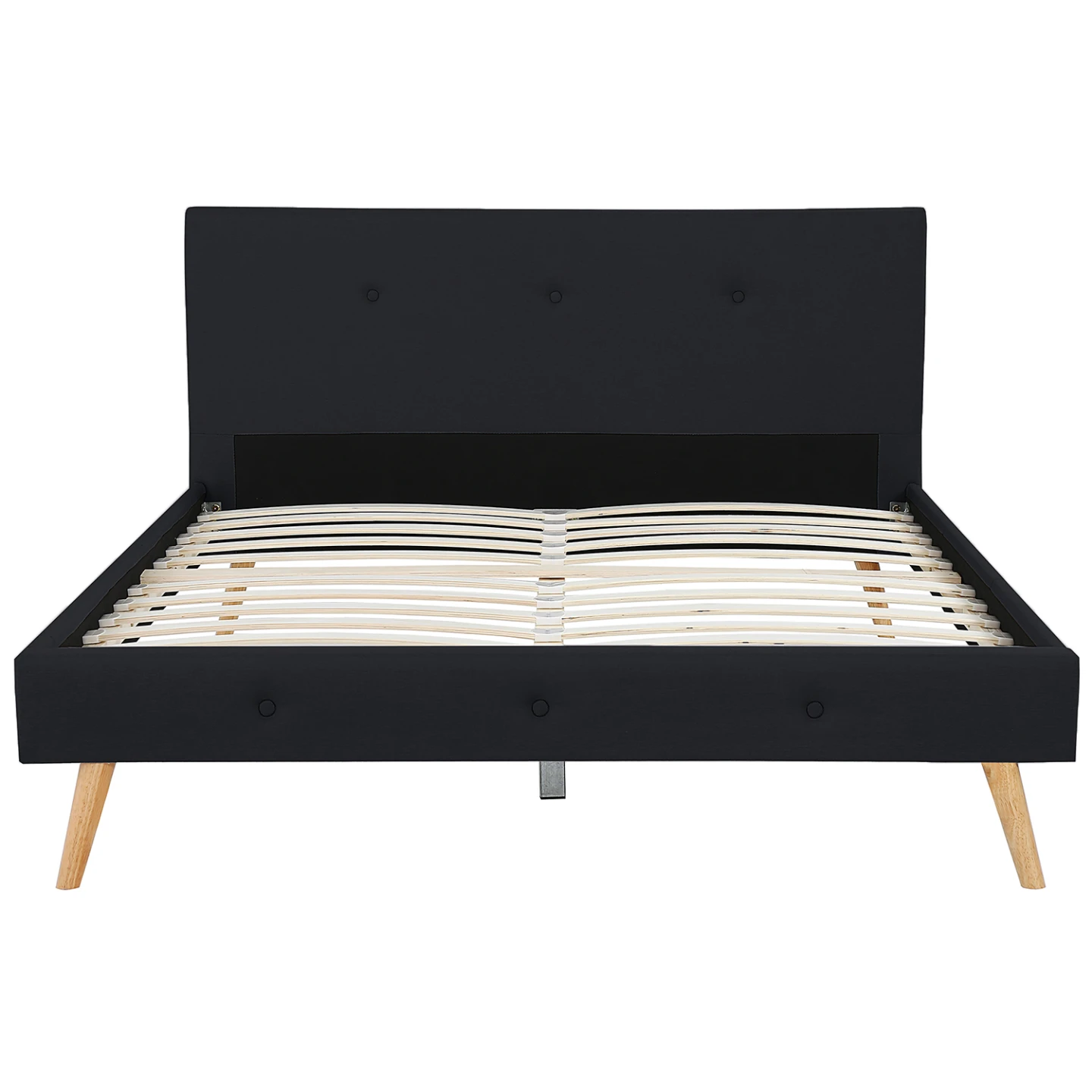 Lit double scandinave OSLO avec tête de lit et sommier 160 x 200 cm tissu noir