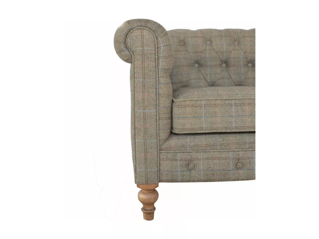 Chesterfield 2 places en tissu multi-tweed