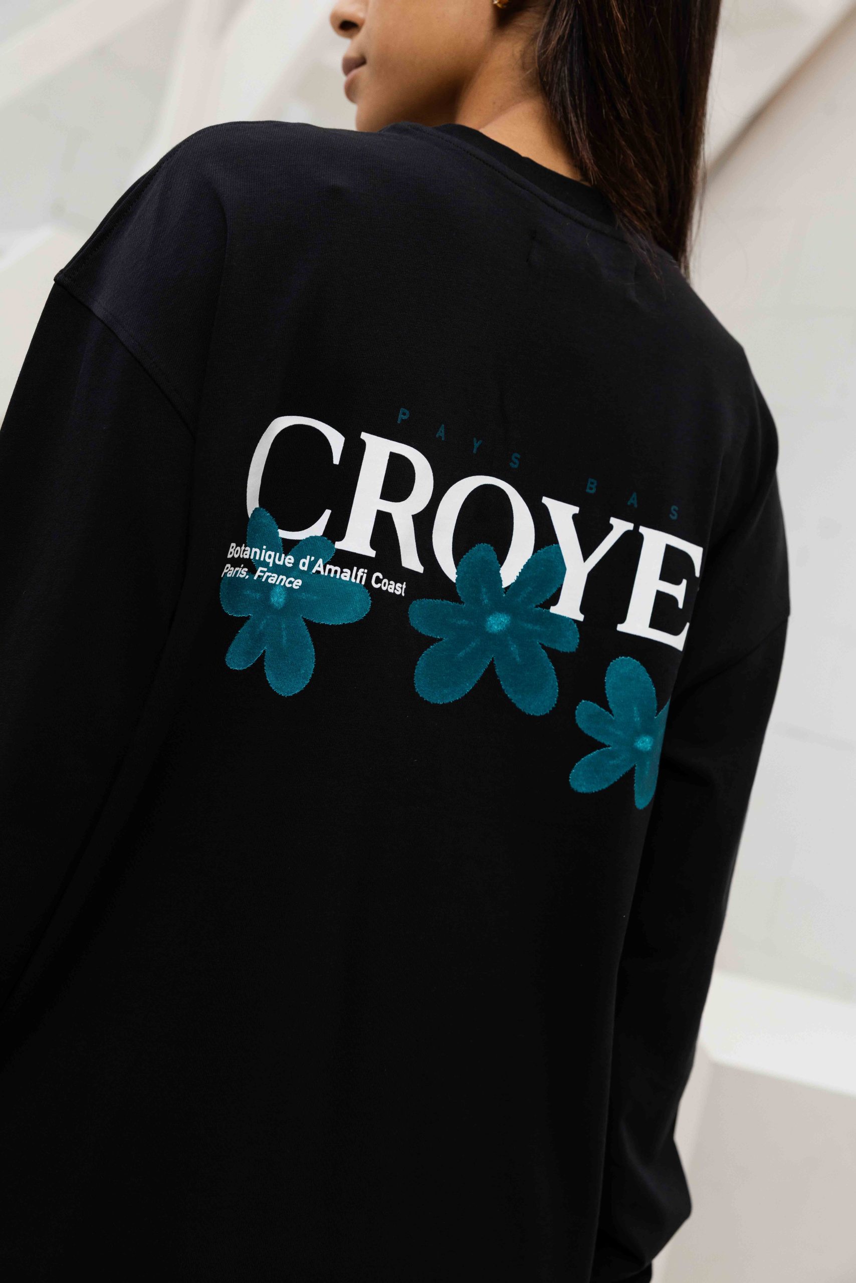 Croyez Botanique Longsleeve Dames Zwart/Blauw