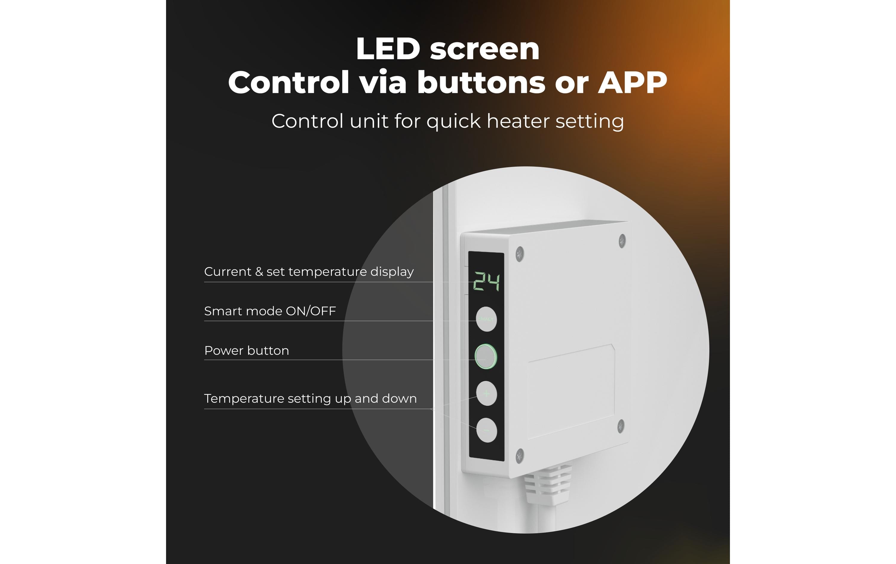 Infrarotheizer Premium Eco Smart LED 700 W, Schwarz<br>Heizgerät mit Infrarotstrahler