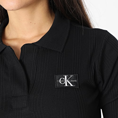 Polo Manches Longues Crop Femme Badge Collar 0535 Noir