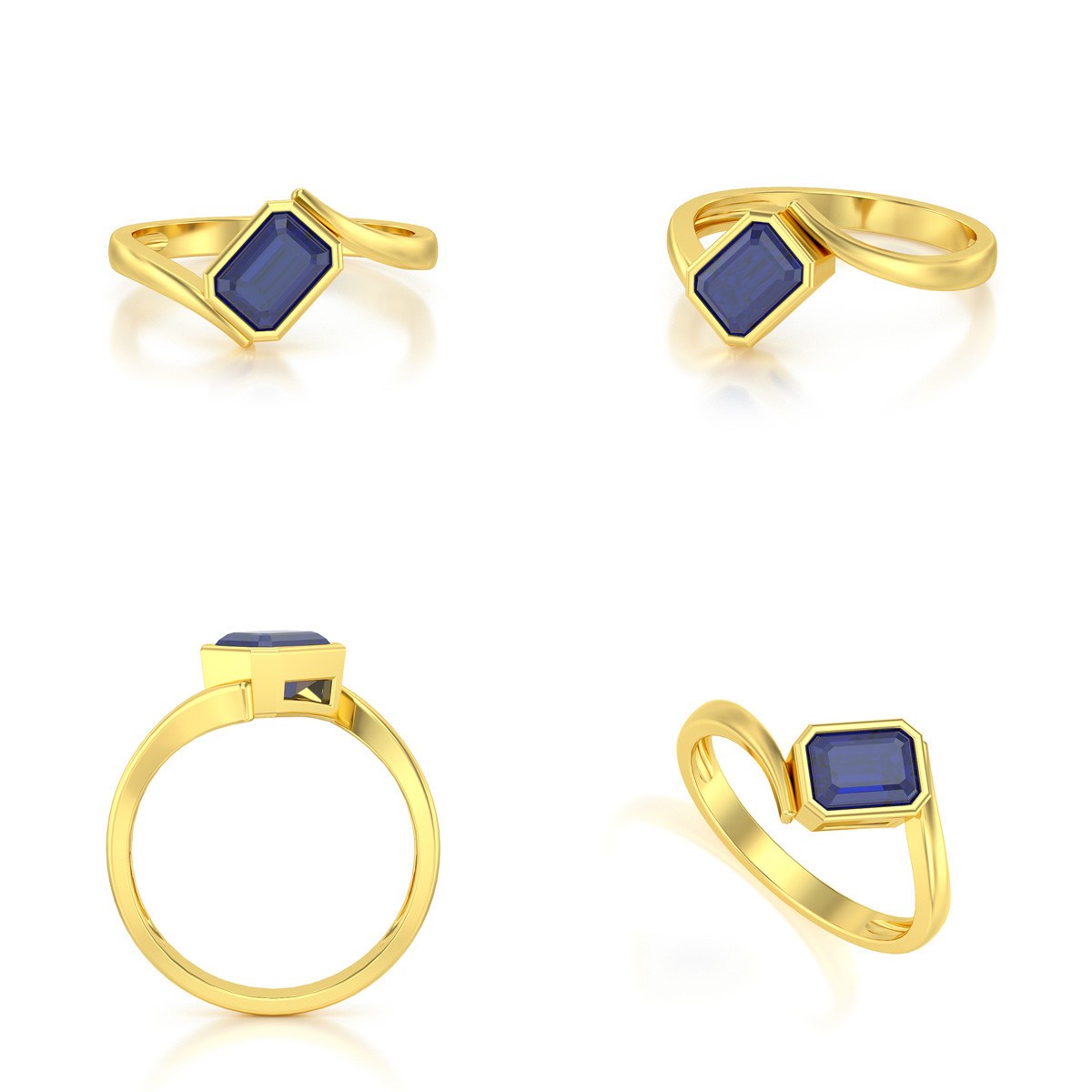 Bague ADEN Or 585 Jaune Saphir 2.26grs