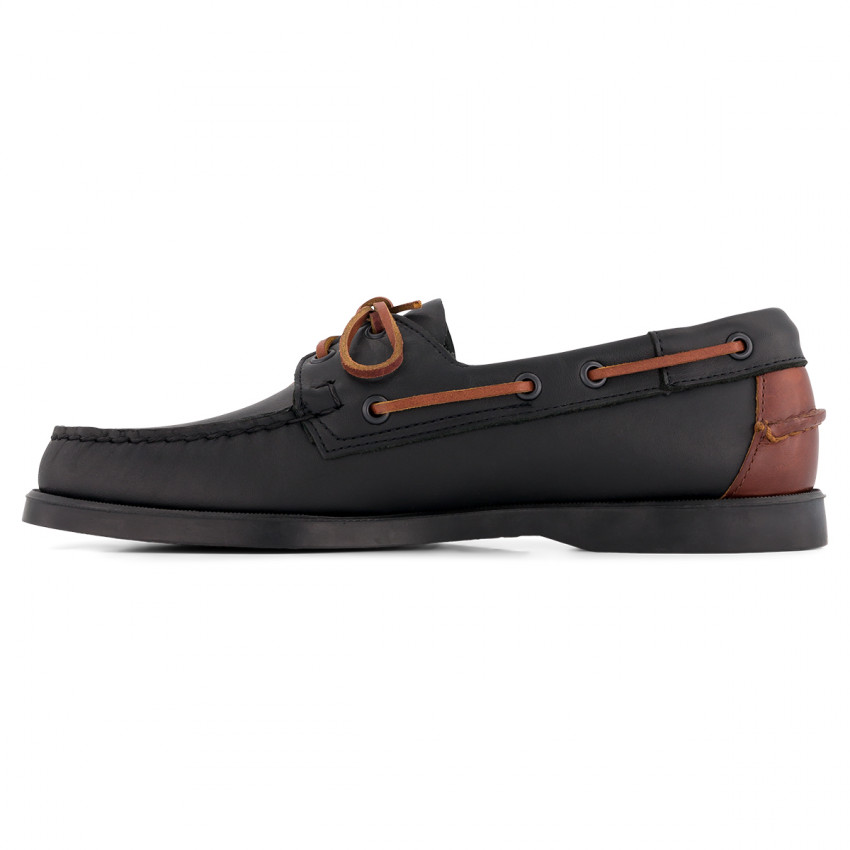 DOCKSIDES PORTLAND CUIR Black Marebago-Chaussures bateau pour homme en cuir
