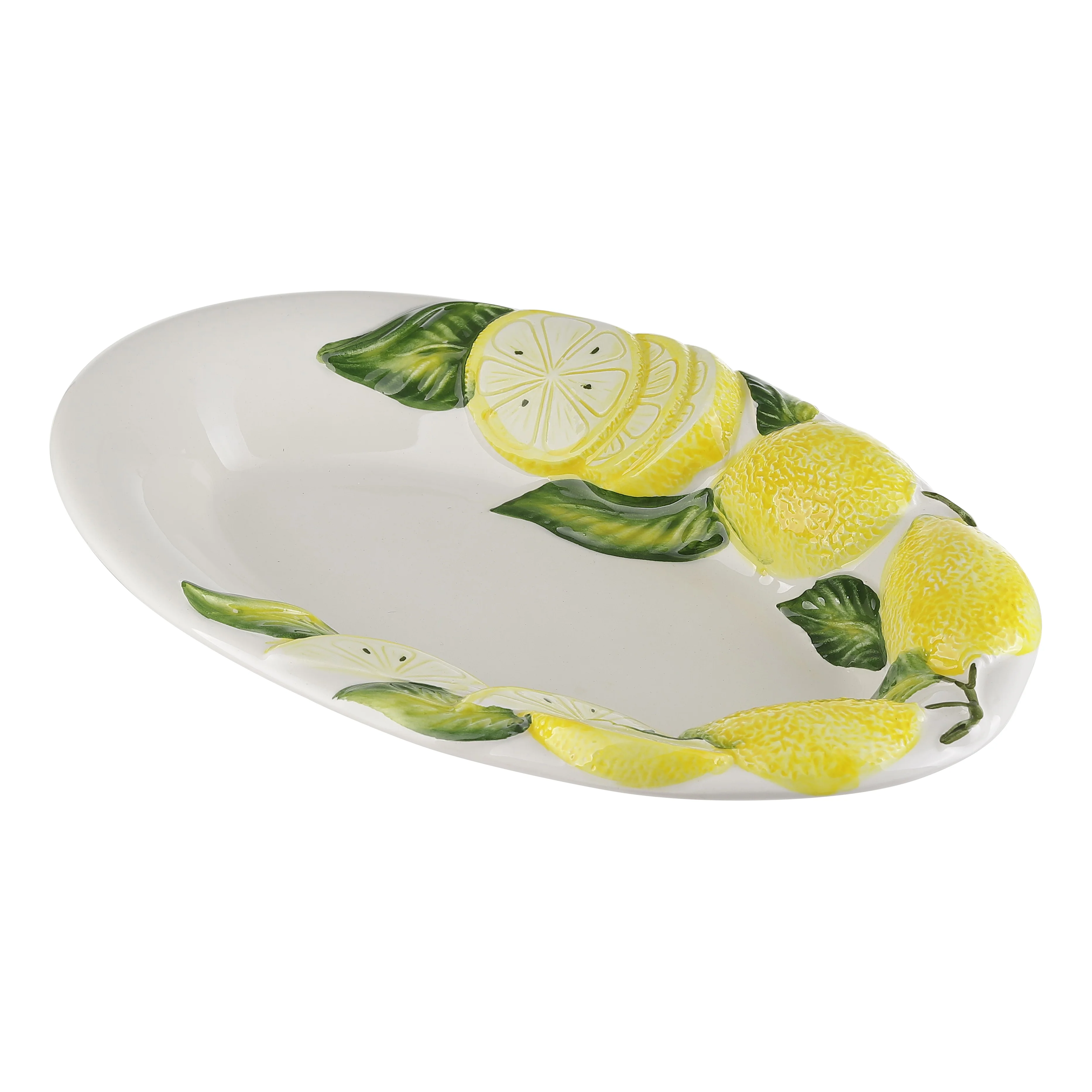Caja Company  Fad m/citroner, hvid/gul - 29x18 cm.