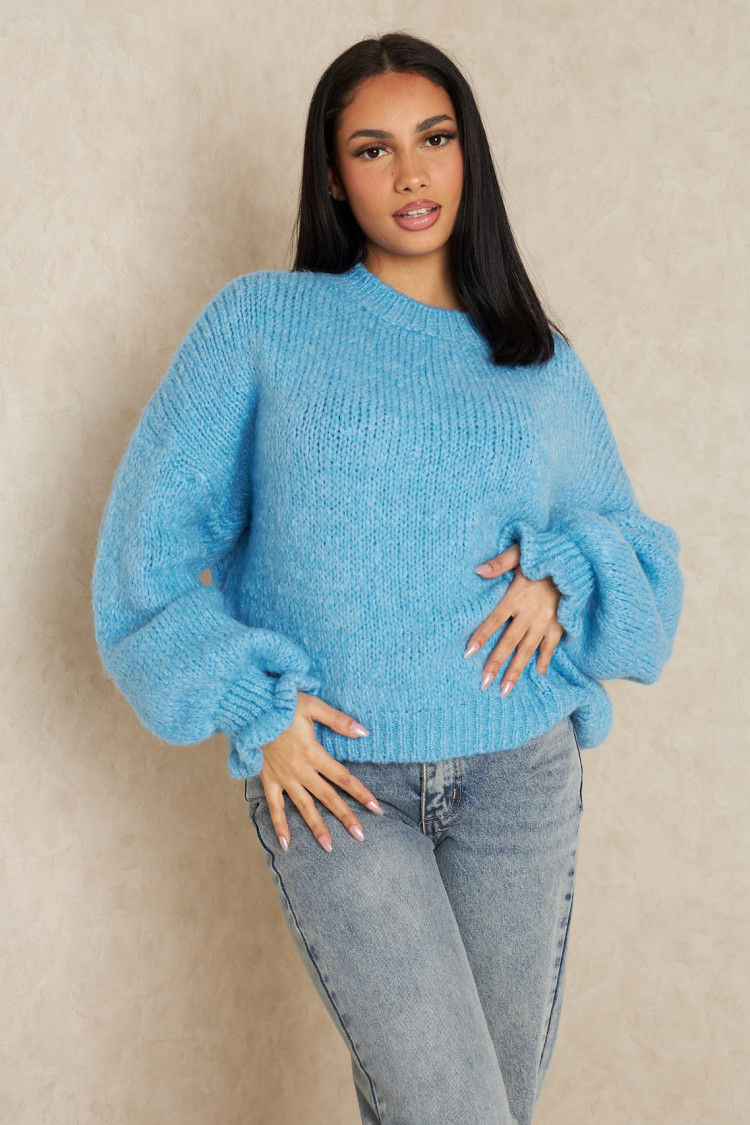 Pull en laine bleu