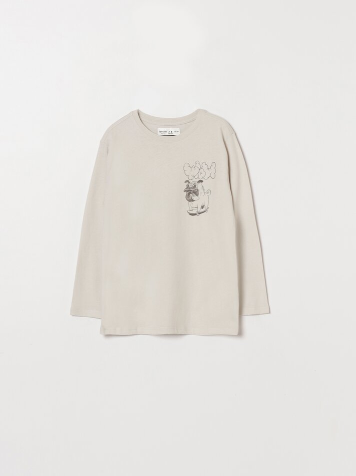 Pacote com 6 camisetas de manga comprida estampadas - Azul Médio