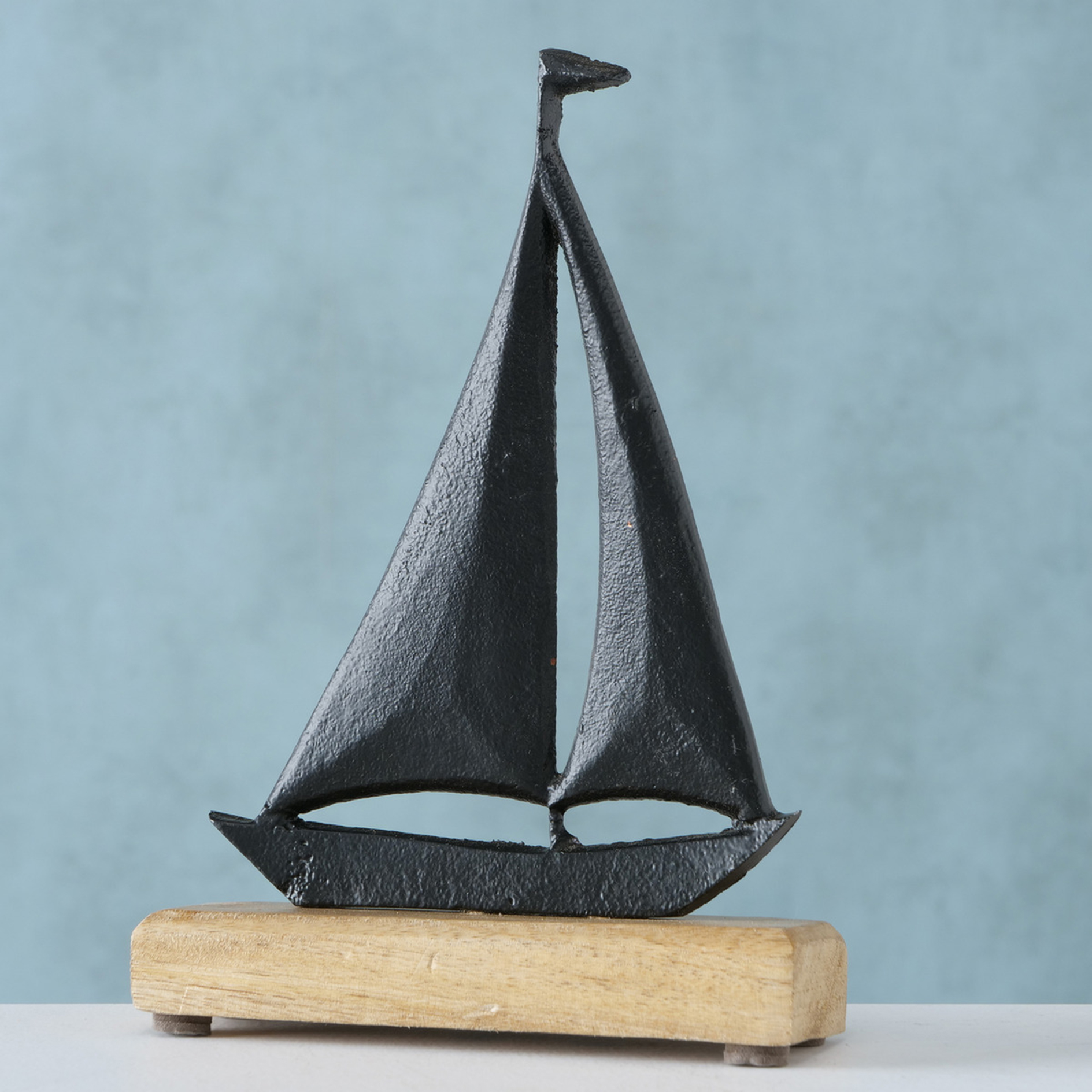 Dekoaufsteller Boot - natur-schwarz - 22 cm hoch