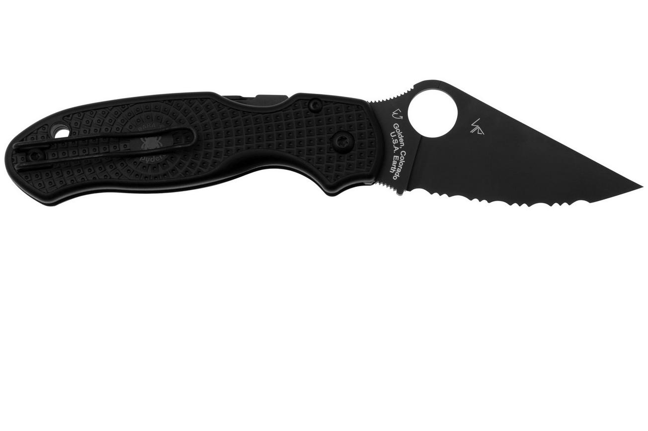 Spyderco Para 3 Lightweight Black C223SBBK Black FRN, serrated zakmes