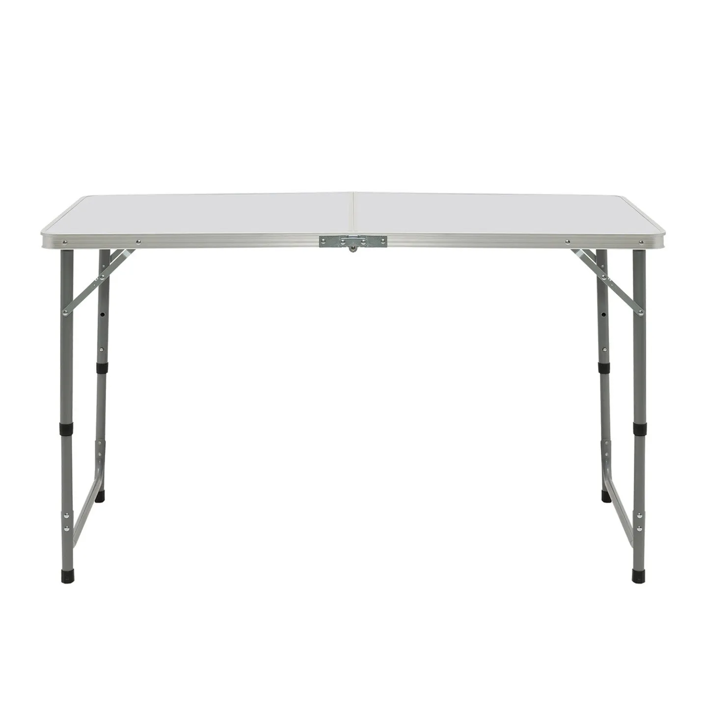 Table de camping pliante réglable en hauteur 120 cm et 4 tabourets blanc
