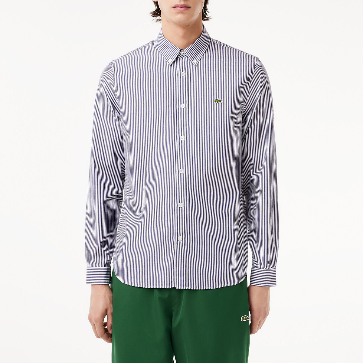 LACOSTE<br>Camisa listrada de manga comprida