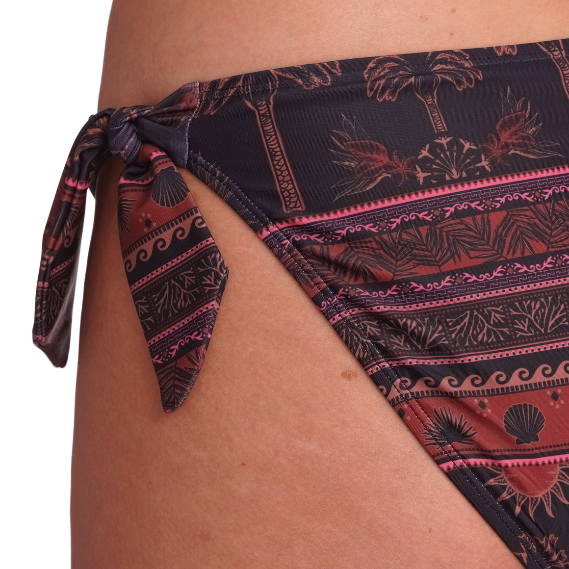Gina Benotti Damen Bikinislip mit Palmen-Print schwarz / dunkelrot / pink