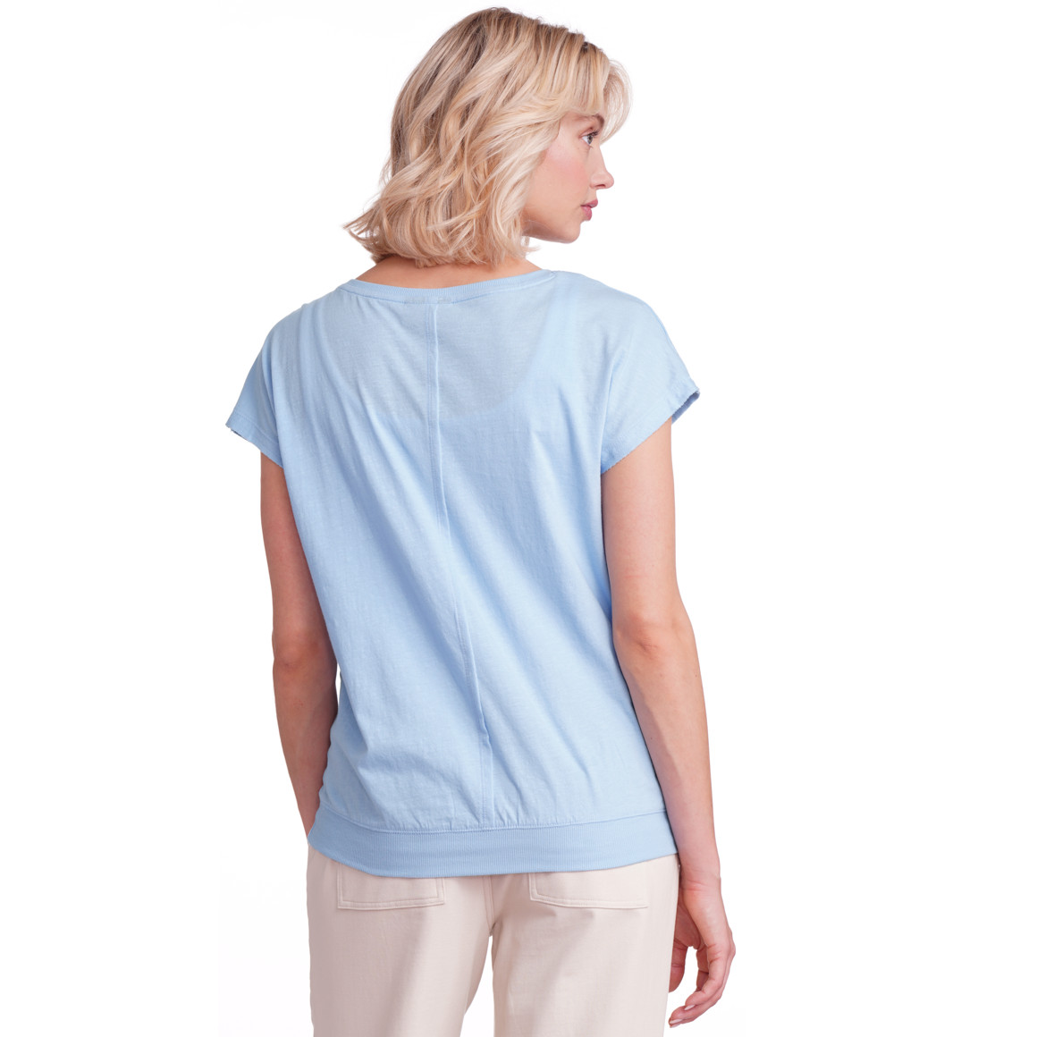 Gina Damen T-Shirt mit Aufnäher hellblau