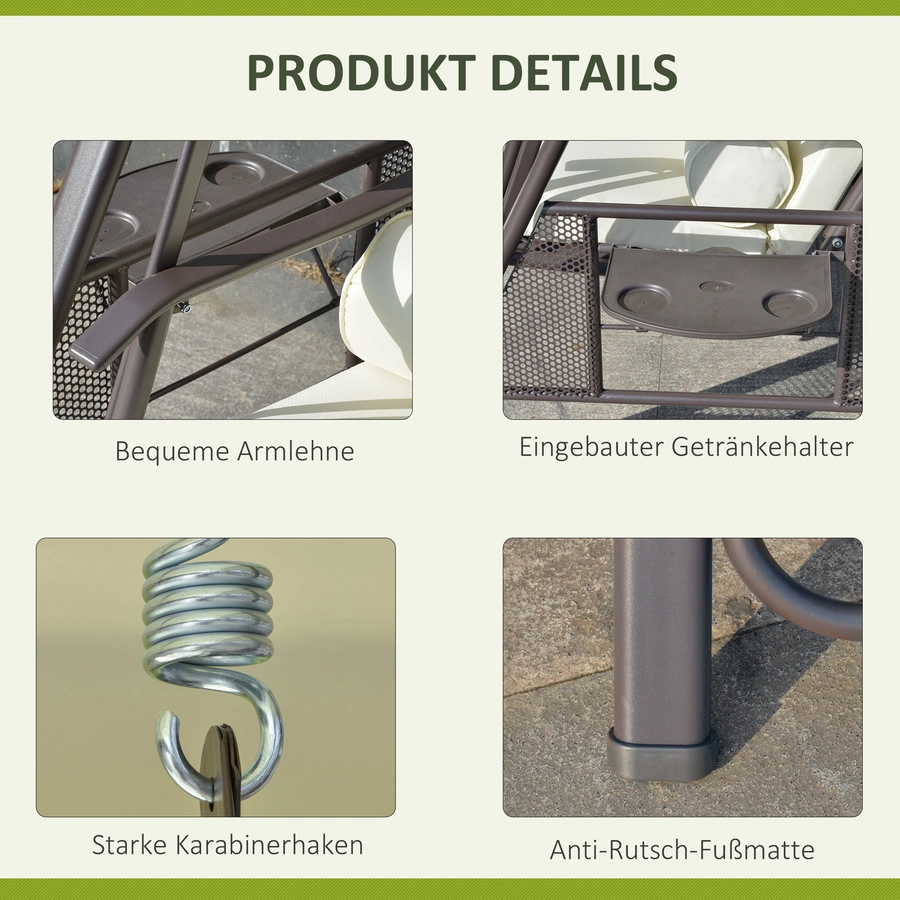 Outsunny Hollywoodschaukel mit Abstelltablett beige