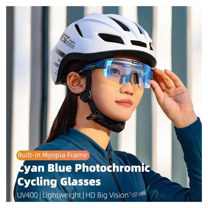 Lunettes de soleil de sport photochromiques UV400 - bleu