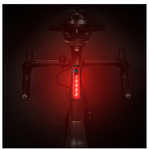 (2-tlg. Set) Wiederaufladbares Aluminium USB Fahrrad LED Front- und Rücklicht mit LCD Display IPX6 - Schwarz