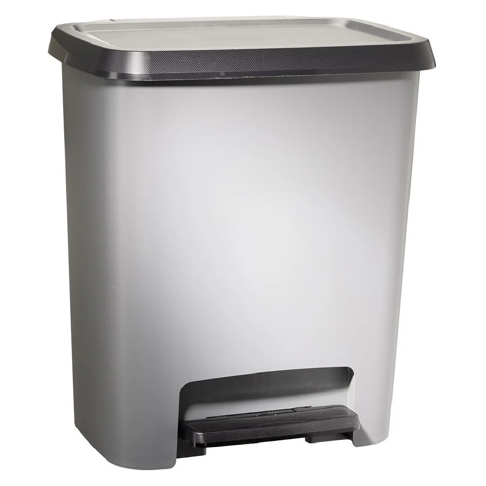 Poubelle à pédale plastique gris 25L