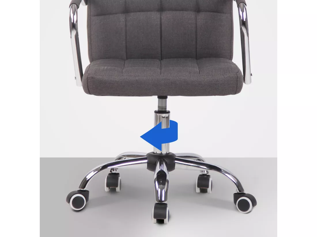 Chaise de bureau - Tissu & Métal chromé - Gris foncé - Terni