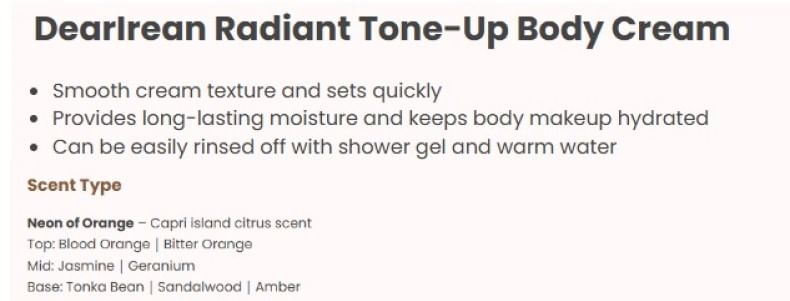 DearIrean - Radiant Tone-Up Body Cream