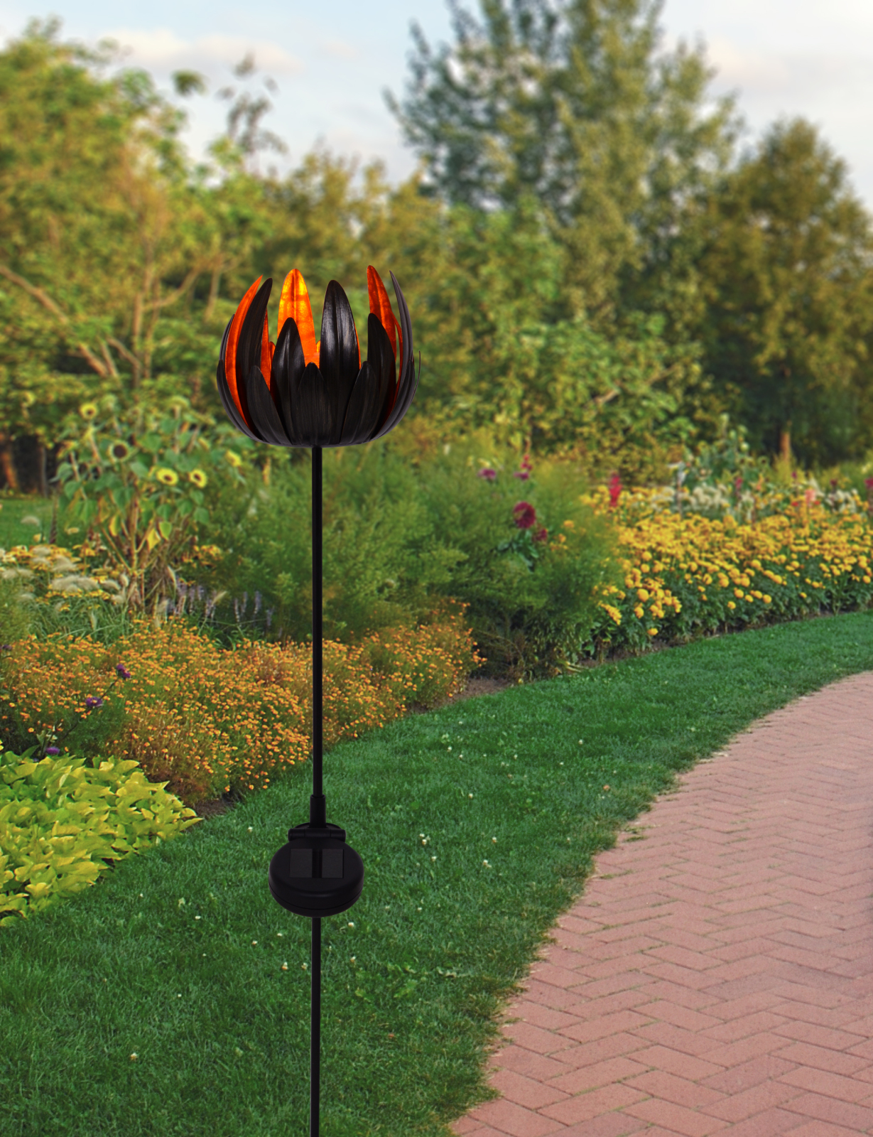 LED-Solarspieß BLUME - kupfer - 90 cm hoch