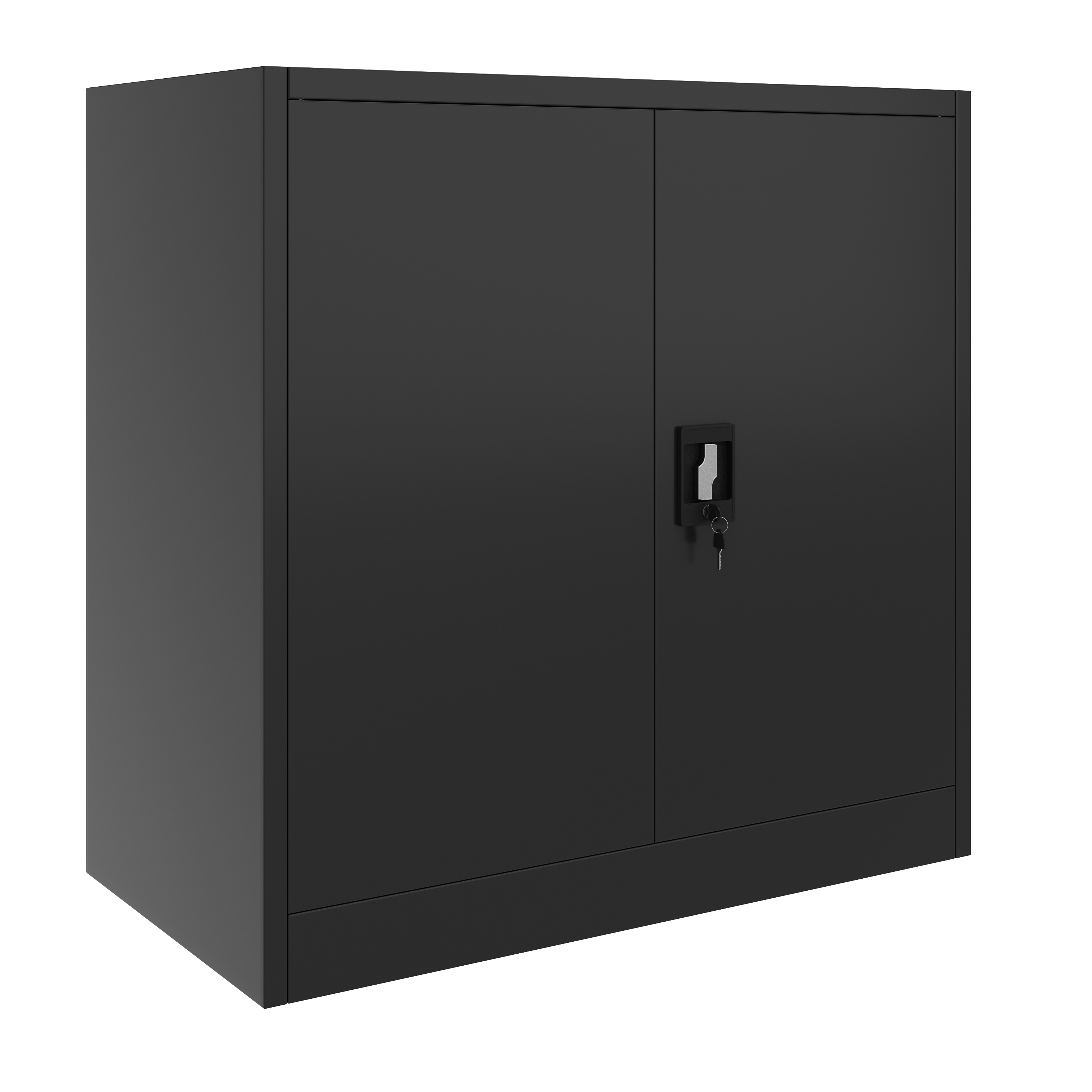 Aktenschrank mit 3 Böden 90 x 90 cm schwarz