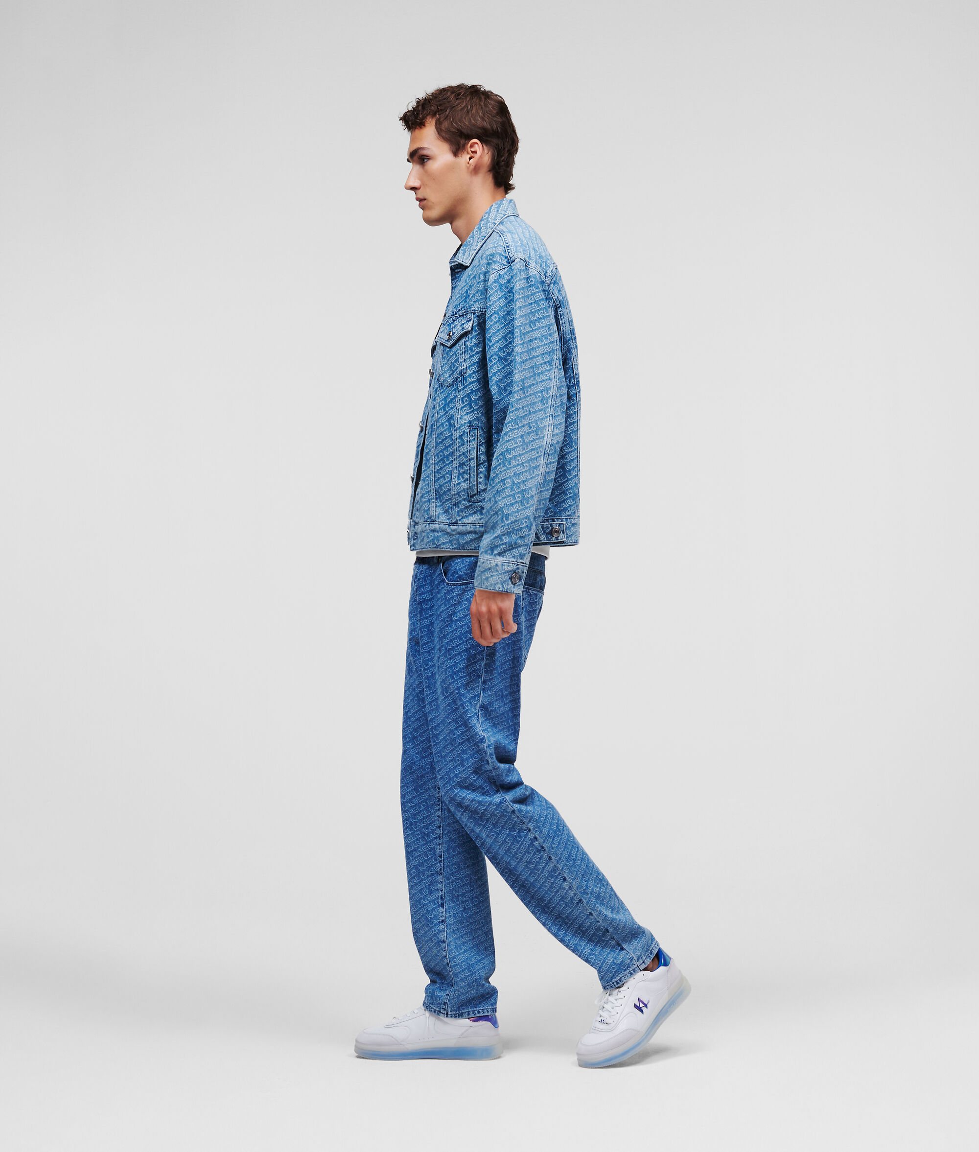 VESTE EN JEAN AVEC LOGO KARL EN DIAGONALE