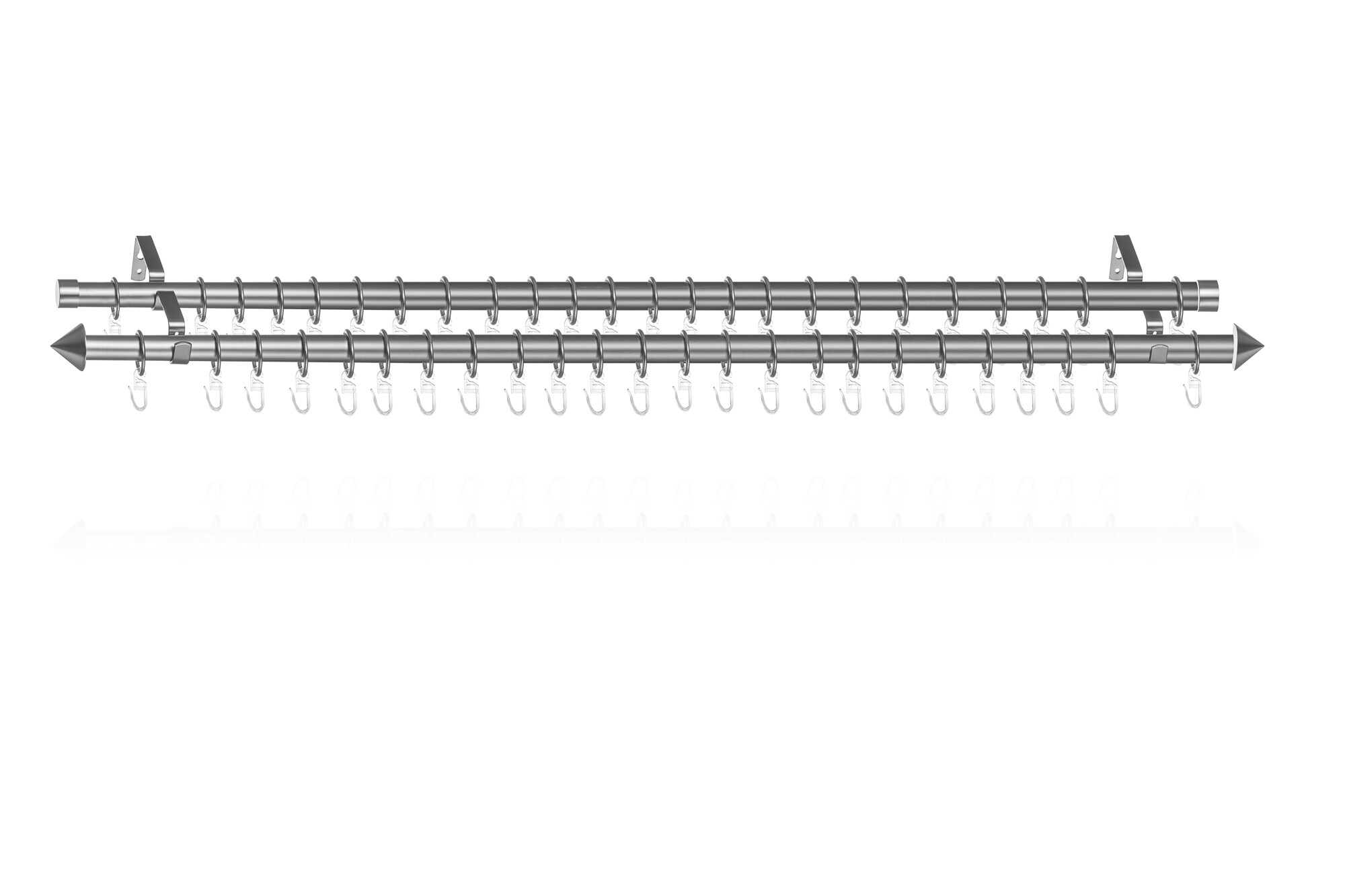 Lichtblick Gardinenstange Kegel, 20 mm, ausziehbar, 2 läufig 130 - 240 cm Chrom Matt