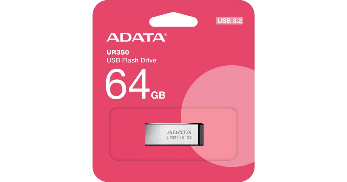 ADATAUR350 64 GB usb-stick  (nikkel/zwart, USB-A 3.2 Gen 1 (5 Gbit/s))