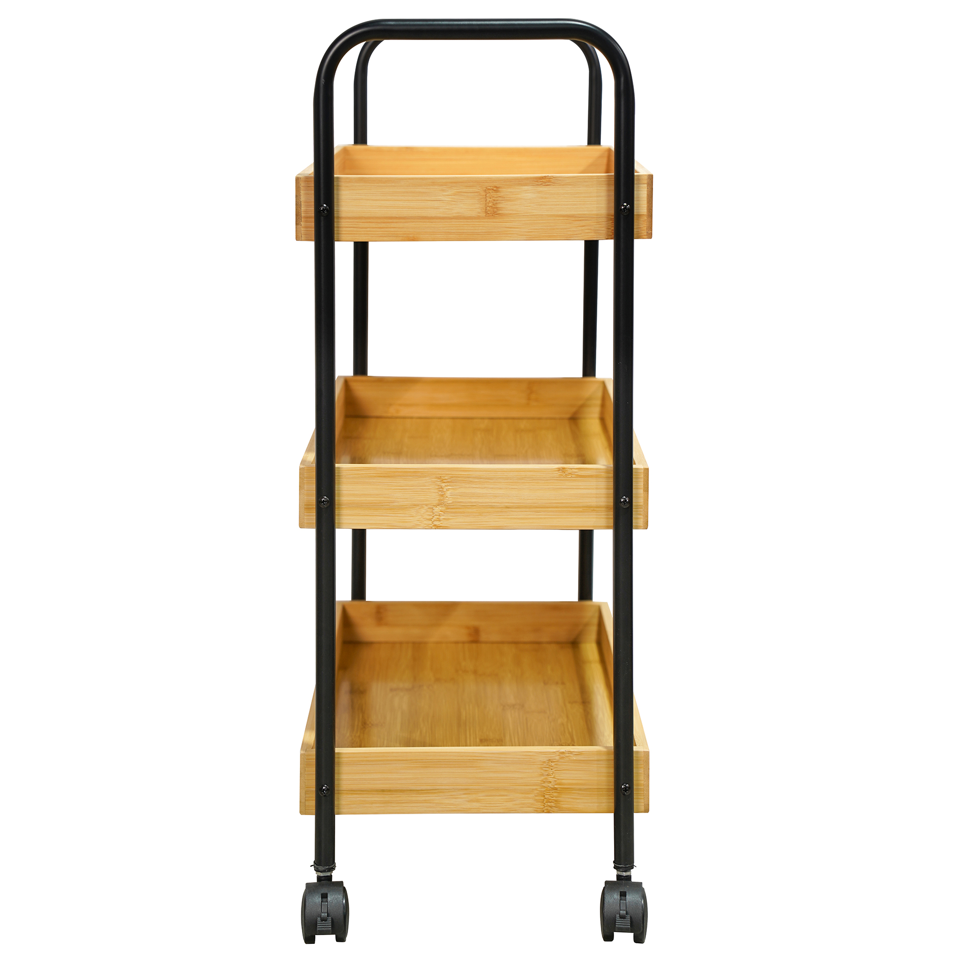 Servierwagen - holzfarben-schwarz - rollbar