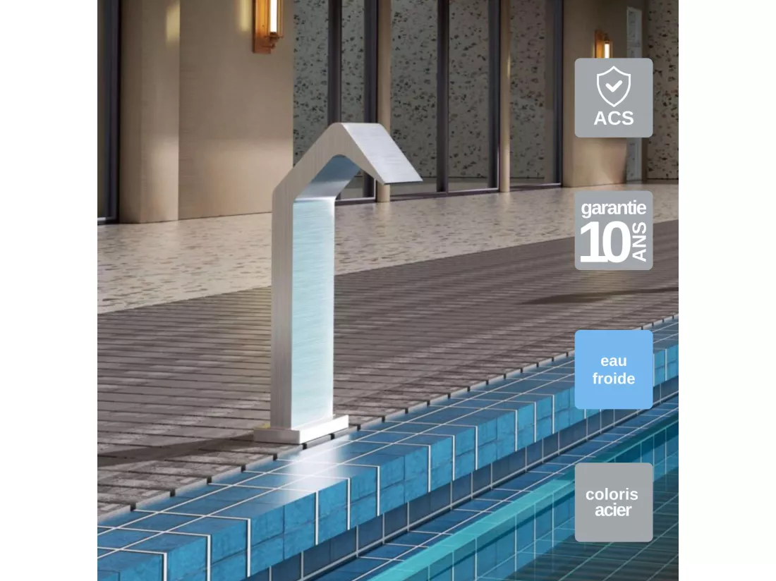 Cascade de piscine Niagara en Acier Inox.S316 - Corps 150x55mm - H.54cm - Garantie 10 ans - POOL IMEX