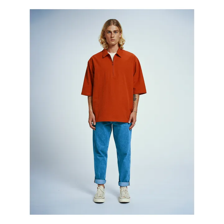 Homecore Polo Zippé Tajima Seer | Rouge brique