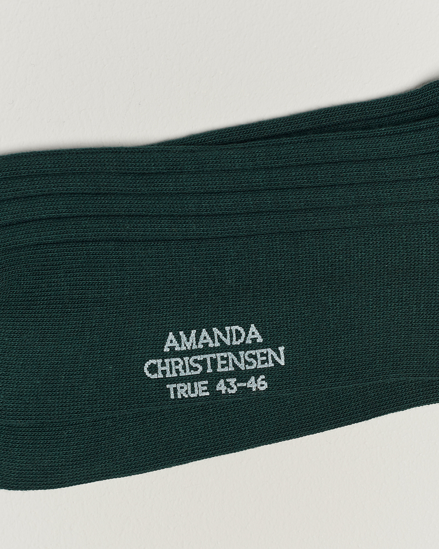Amanda Christensen 3-Pack True Cotton Ribbed Socks Bottle Green