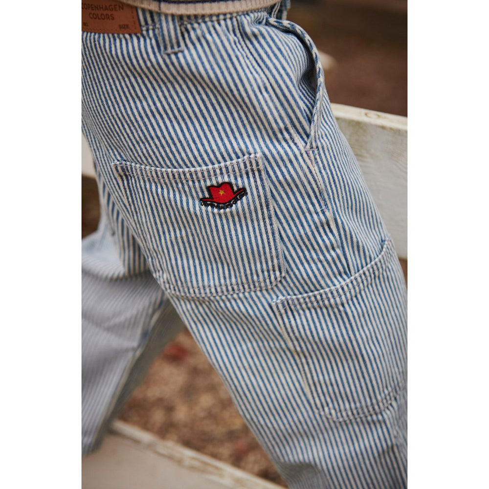 Køb COPENHAGEN COLORS Denim Blue Stripe Y/D Stripe Twill Cargo Bukser W. Adj. Waist