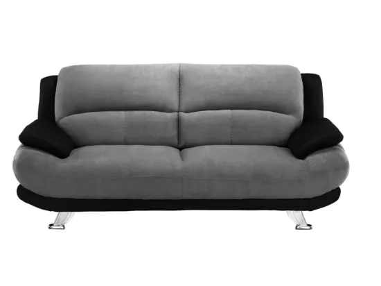 Canapé 3 places en microfibre MUSKO - Bicolore gris et noir