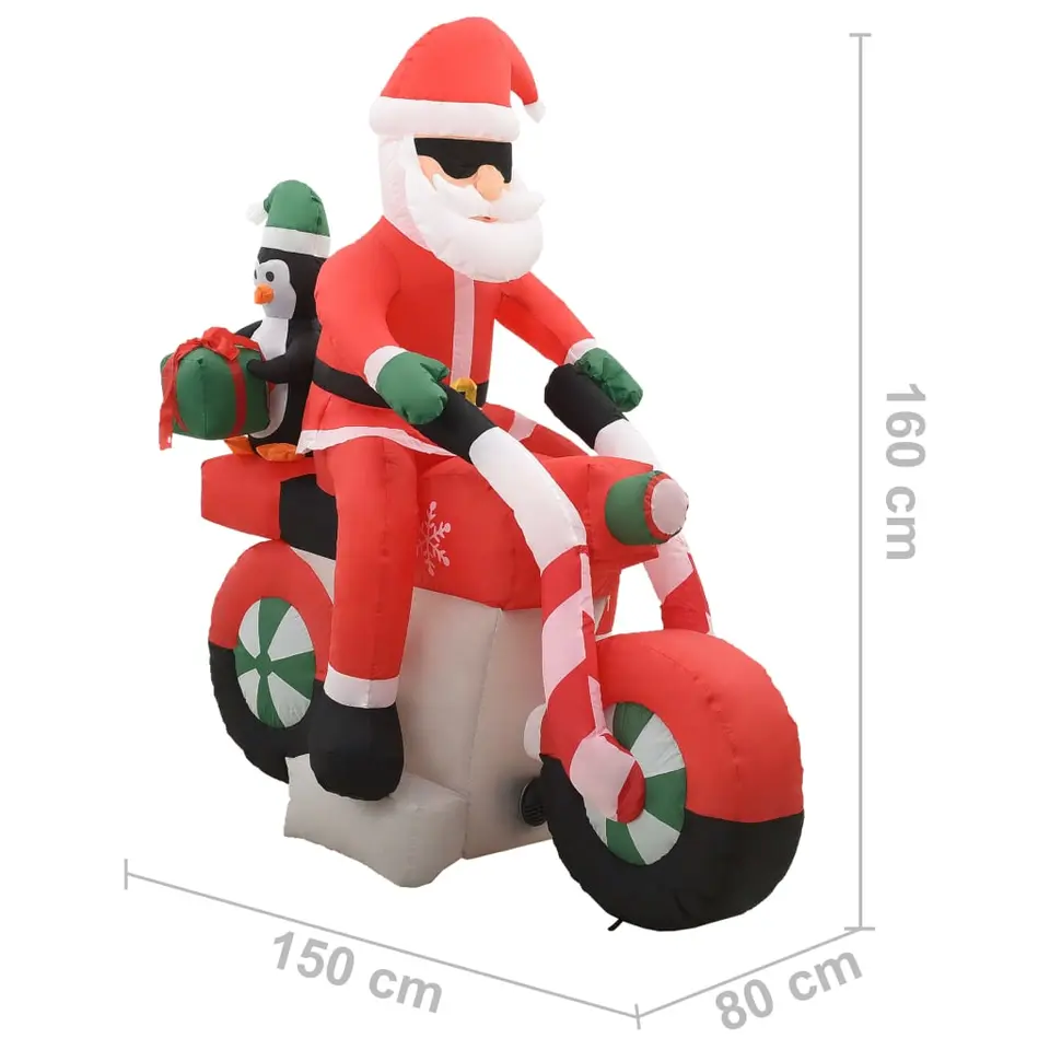 vidaXL - Opblaasbare Kerstman Op Motorfiets