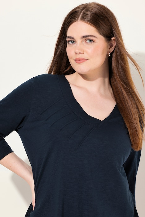 Shirt, A-Linie, V-Ausschnitt, 3/4-Arm, Biobaumwolle