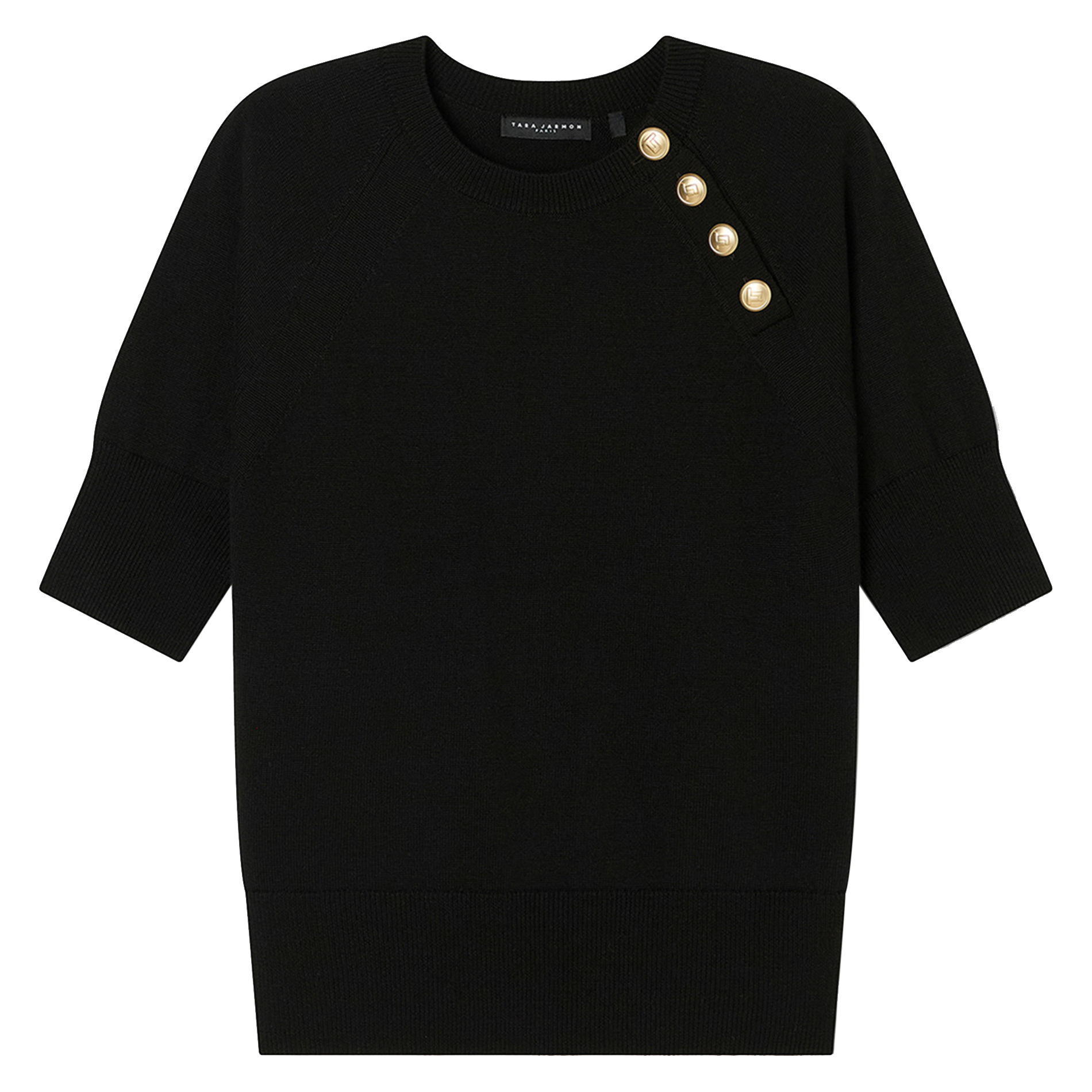 PASTELLE - Pull droit à boutons | Noir