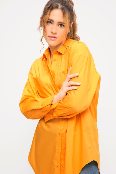 Hemdbluse, oversized, Hemdkragen, Langarm